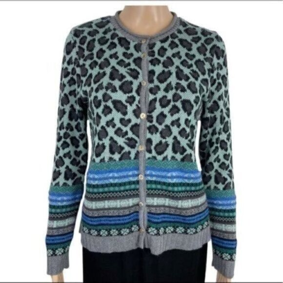 Skovhuus cotton wool alpaca button down cardigan size Small Colorful - Picture 2 of 13